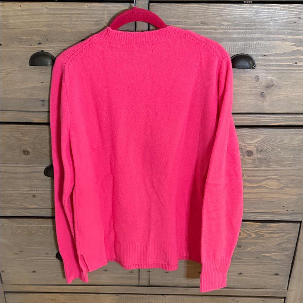 J. Crew Women's Bright Pink Crew Neck Sweater sz m - Picture 3 of 5